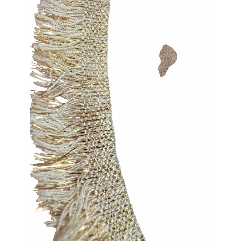 Bella Canvas M Peach V-Neck Tee with Native American Graphic Fringe Trim Detail - Picture 6 of 7